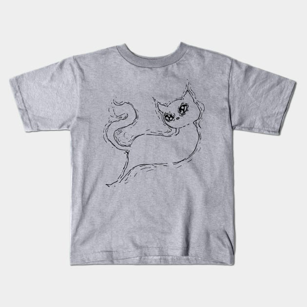 Inktober Ghost Cat Kids T-Shirt by UntidyVenus